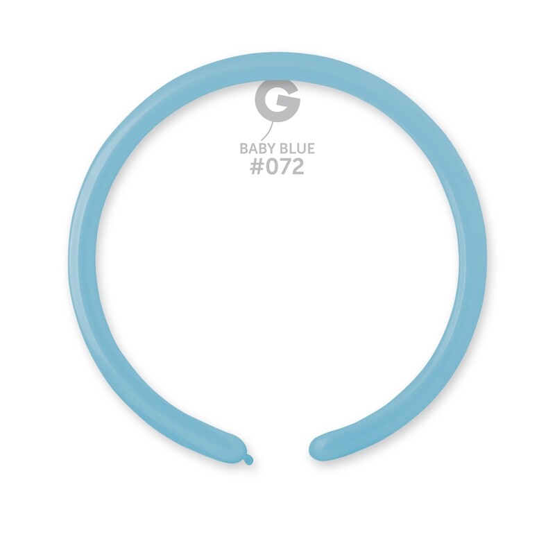 1" Standard Modelling Balloons - Solid Colour Latex - BABY BLUE