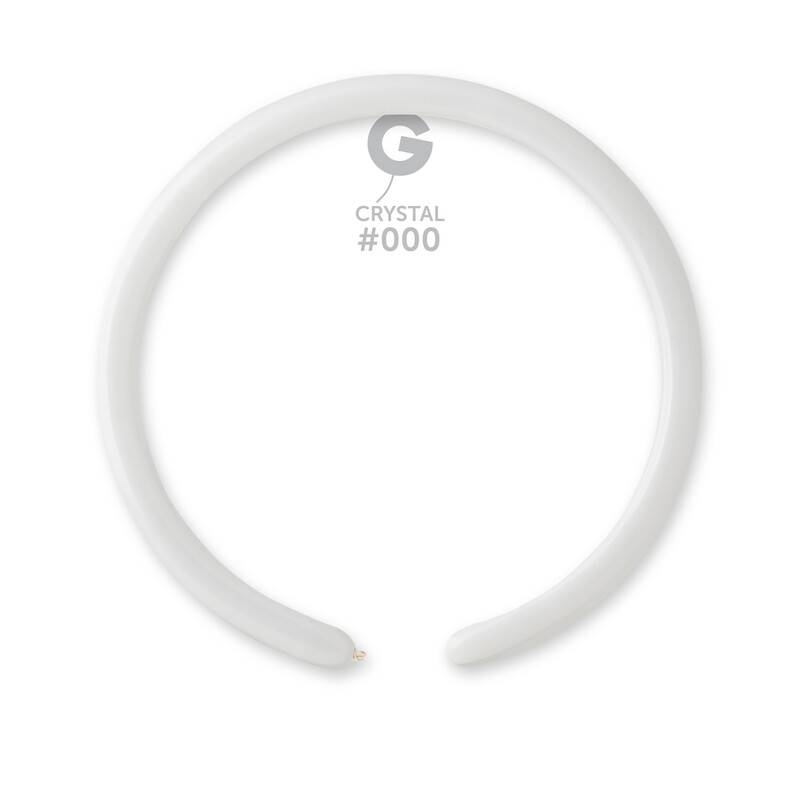 1" Standard Modelling Balloons - Solid Colour Latex - CRYSTAL CLEAR
