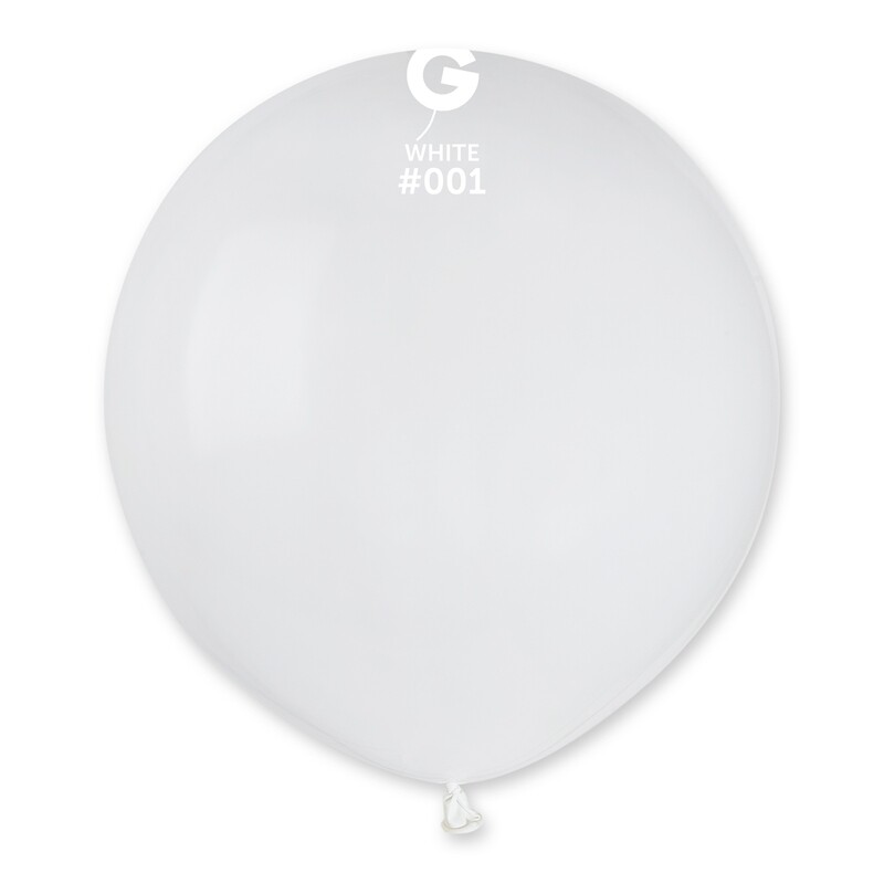19" Standard Balloon - Solid Colour Latex - WHITE