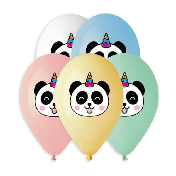 PANDA CORN LATEX PRINTED BALLOONS - ASSORTED