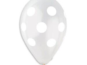 POLKA DOTS WHITE - CRYSTAL LATEX PRINTED BALLOONS