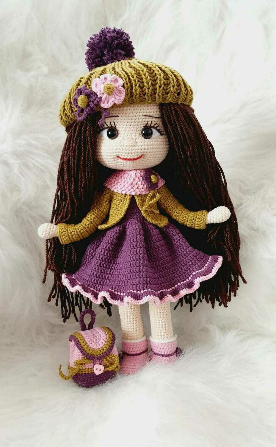 OYUNSEPETİ Amigurumi  Örgü ŞAPKALI BEBEK 45-50 cm ORGANİK OYUN VE UYKU ARKADAŞI