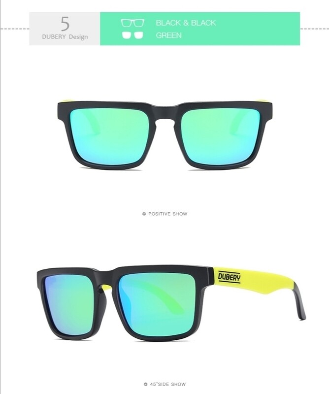 Dubery Black, Green &amp; Yellow Sunglasses
