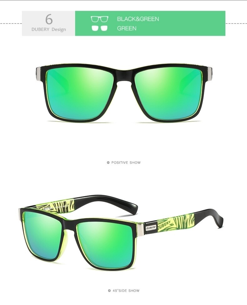 Dubery Black &amp; Green Sunglasses