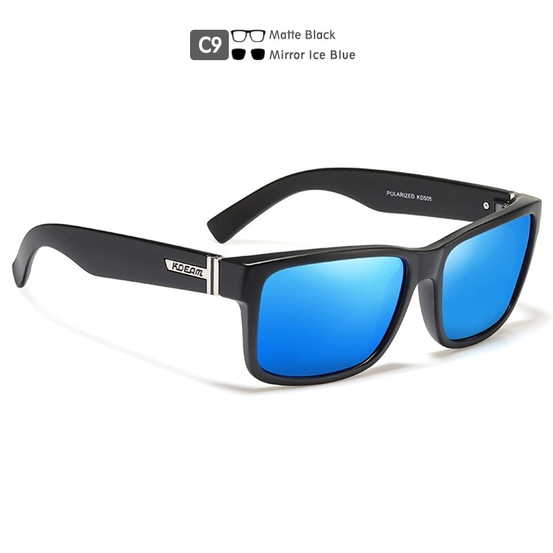 Kdeam Matte Black with Mirror Ice Blue lenses