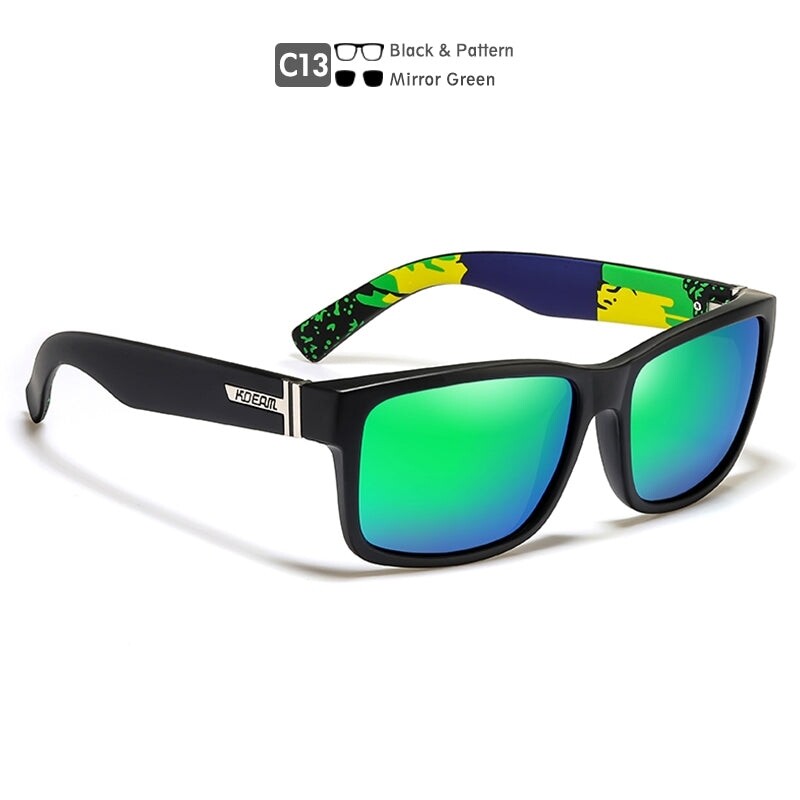 Kdeam Black &amp; Pattern with Mirror Green lenses