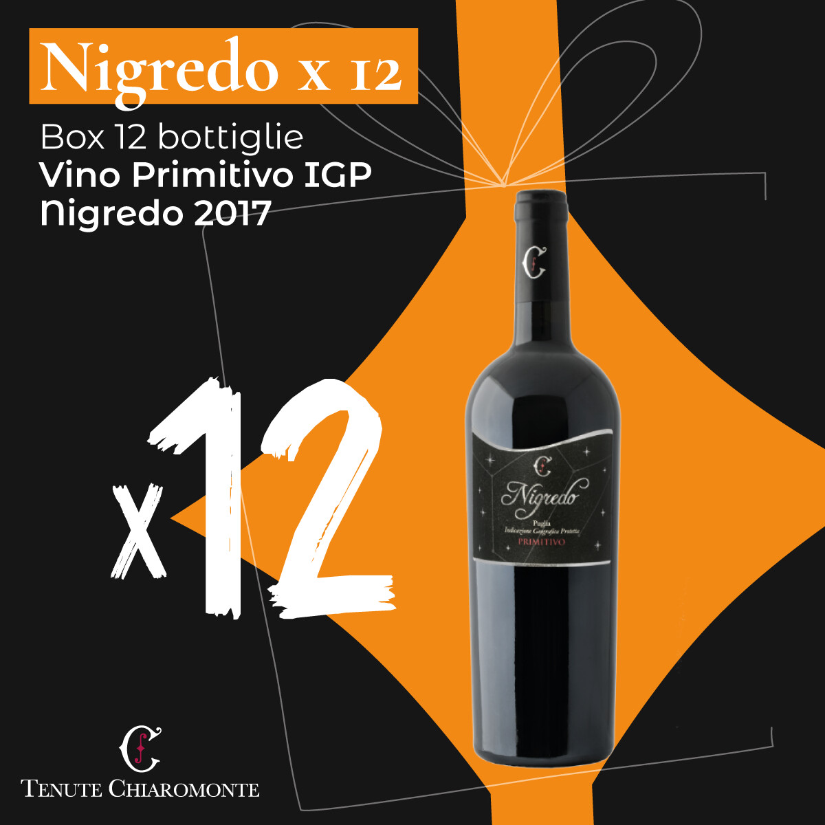 12 bottiglie: vino Primitivo IGP Nigredo 2017