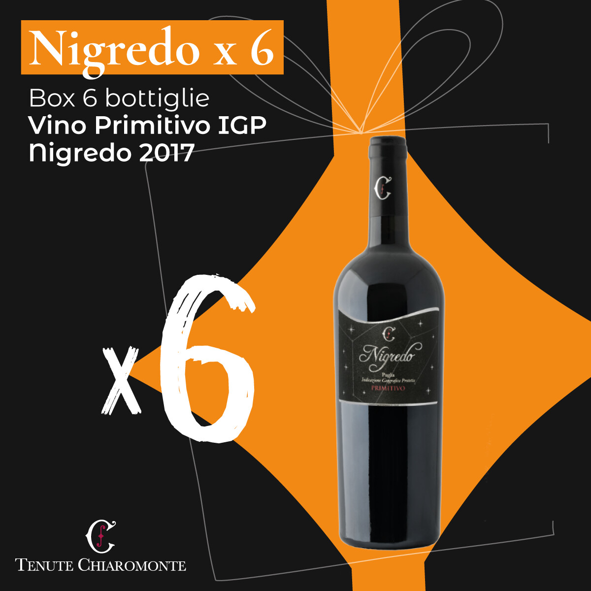 6 bottiglie: vino Primitivo IGP Nigredo 2017