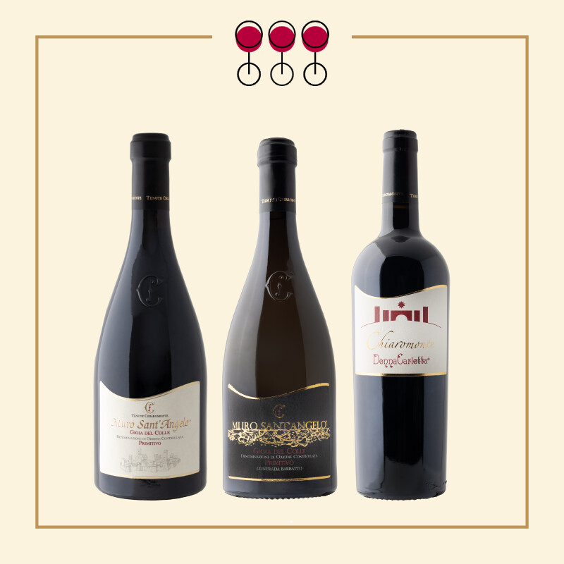 Tris Vino Primitivo: Barbatto 2021, Muro 2021, Donna Carlotta 2021