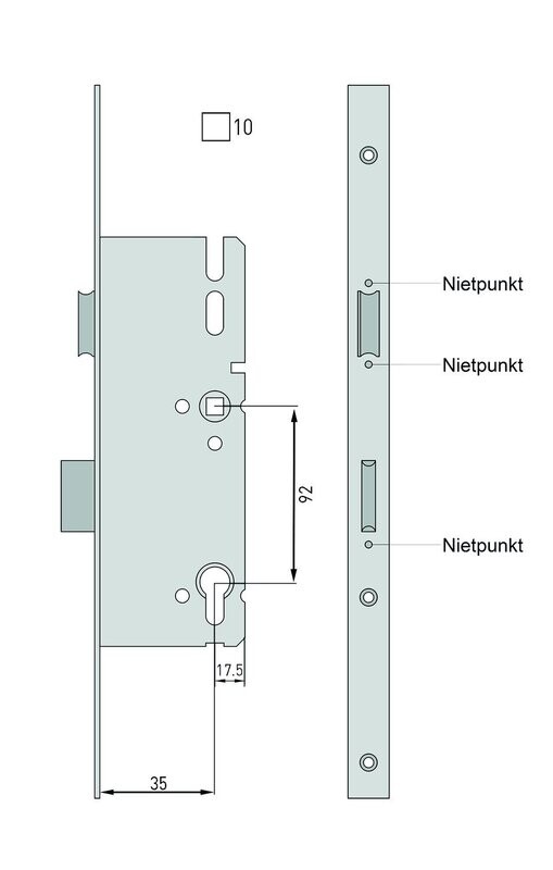 KFV 8250 Reparatur-Hauptschloss für Mehrfach-verriegelungen 92mm Entfernung, Größe: 35