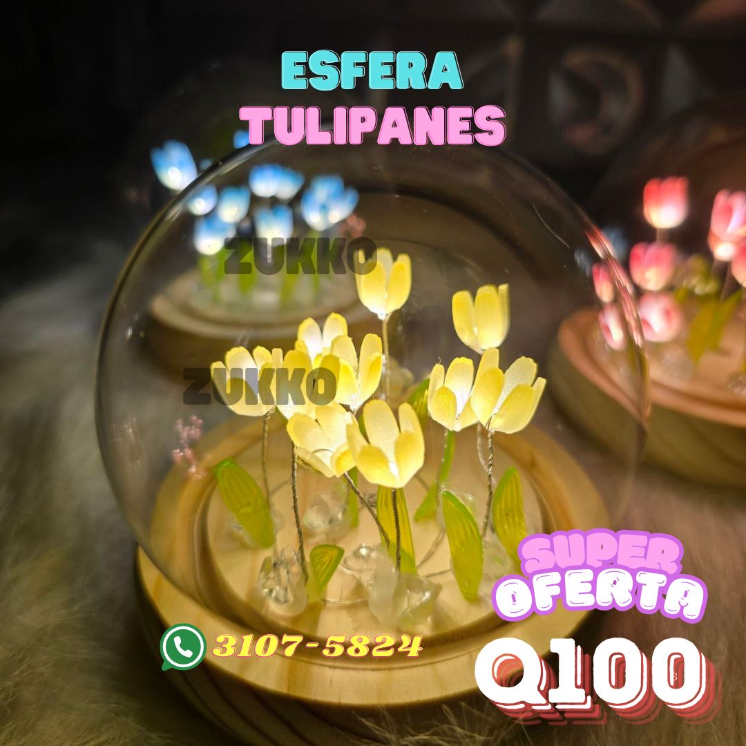 🌷🌷Lampara Esfera de Tulipanes, Color: Amarillo