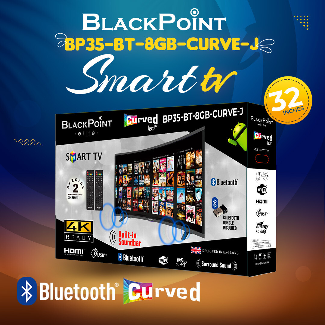 BLACKPOINT SMART --8 GB-- BLUETOOTH -- 4K CURVED TV ( 39'' )