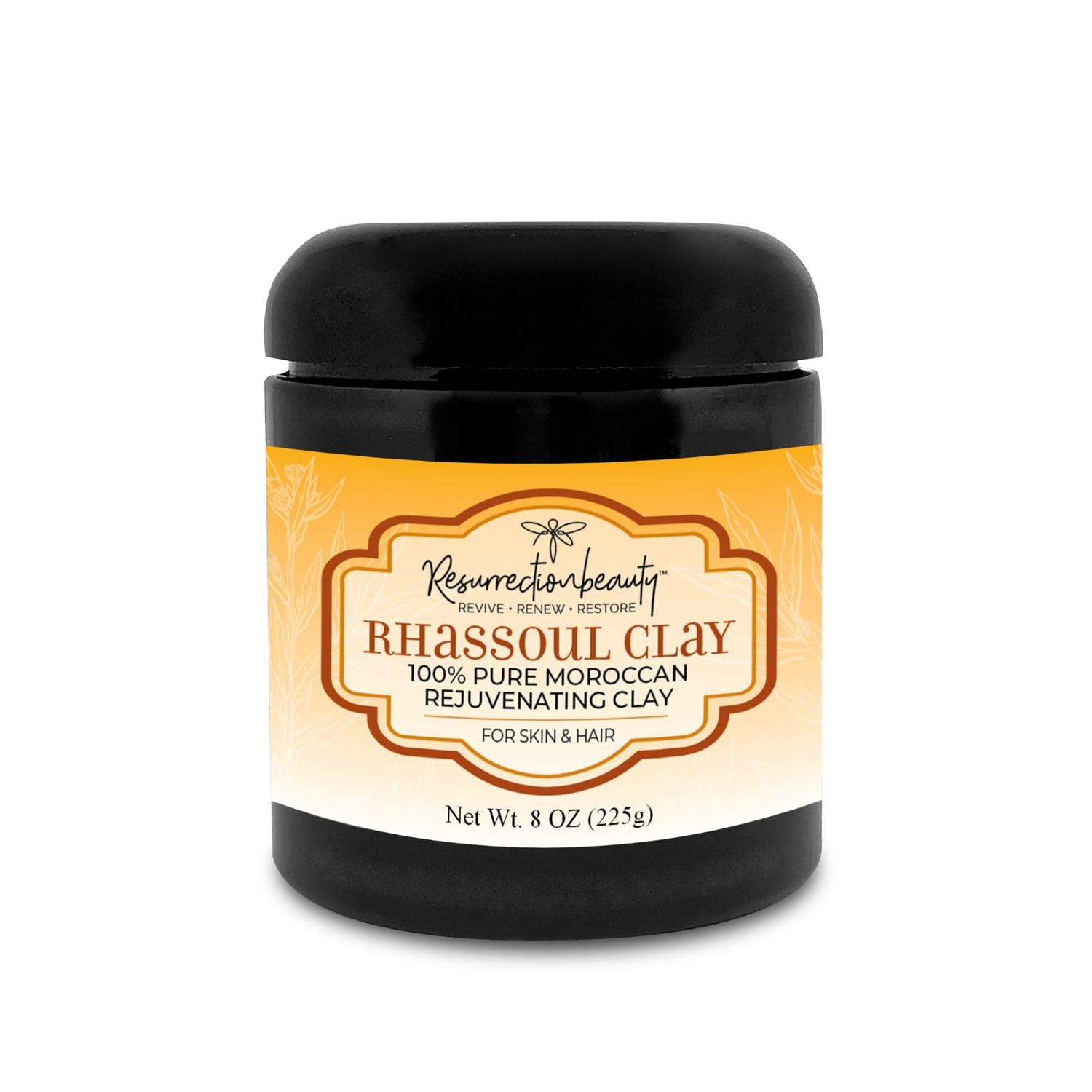 RESURRECTIONbeauty Rhassoul Clay, Pure Moroccan Ghassoul Facial Mask &amp; Hair Mask Powder, For Moisturizing Spa Mud Wraps &amp; Conditioning Clay Shampoo, 8oz