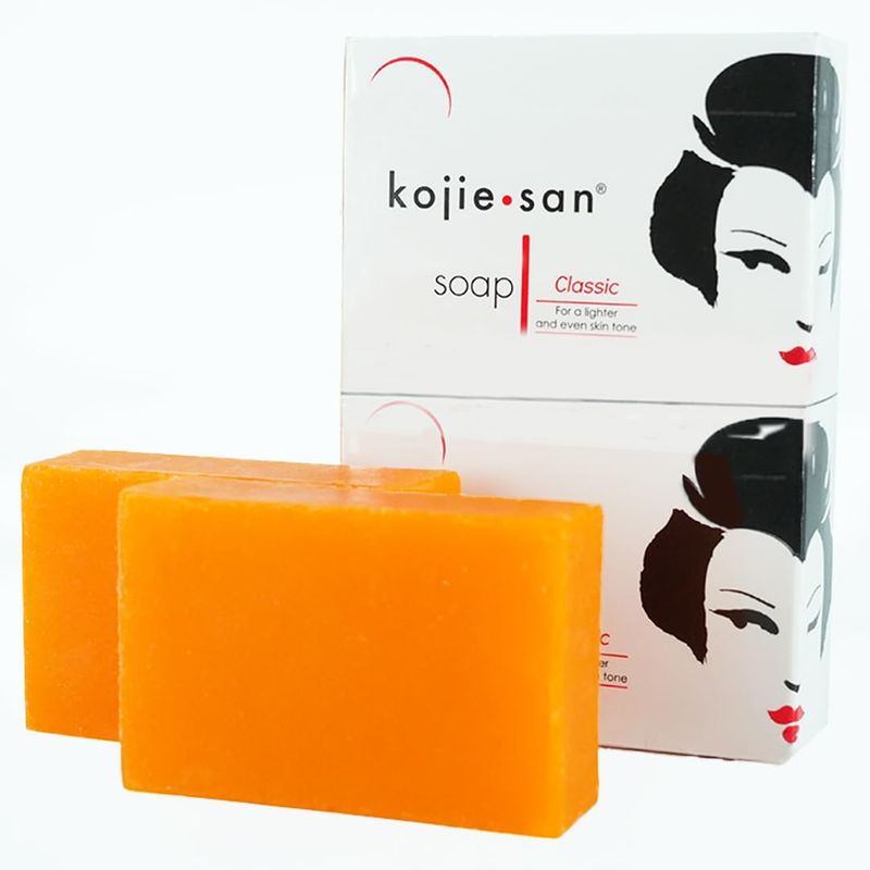 Kojie San Skin and Body Brightening Soap - Original Kojic Acid, Dark Spot Remover Bar Soap with Glycerin &amp; Tea Tree Oil - 65g x 2 Bars