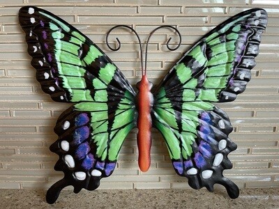 Set of 4 Multicolored Small Metal Butterflies Garden/Home Wall Art Ornament 