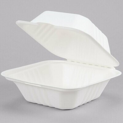 Box EcoChoice Biodegradable, Compostable Sugarcane / Bagasse 5" x 5" x 3" Take-Out Container - 500/Case