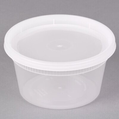 Container ChoiceHD 12 oz. Microwavable Translucent Plastic Deli Container and Lid Combo Pack - 240/Case