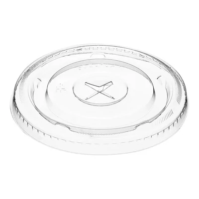Lid 9, 12, 16, 20, and 24 oz. Clear Flat Lid with Straw Slot - 1000/Case