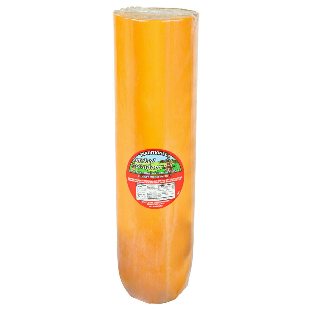Cheese Gouda Traditional Delights Hickory Smoked Gouda Cheese 6 lb. Roll - 2/Case