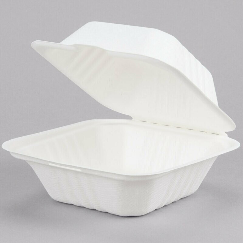 Box EcoChoice Biodegradable, Compostable Sugarcane / Bagasse 5&quot; x 5&quot; x 3&quot; Take-Out Container - 500/Case