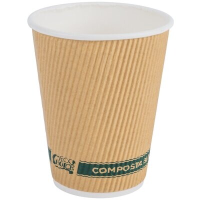 EcoChoice 16 oz. Sleeveless Kraft Compostable and Biodegradable Paper Hot Cup - 500/Case