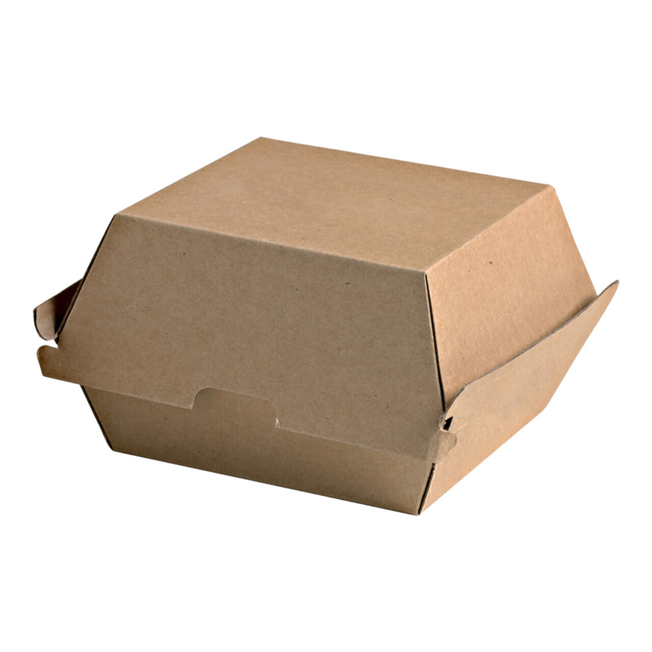 Clamshell Natural Brown Corrugated Small 5 1/2&quot; Square Corrugated Kraft Clamshell Take-Out Box - 200/Case