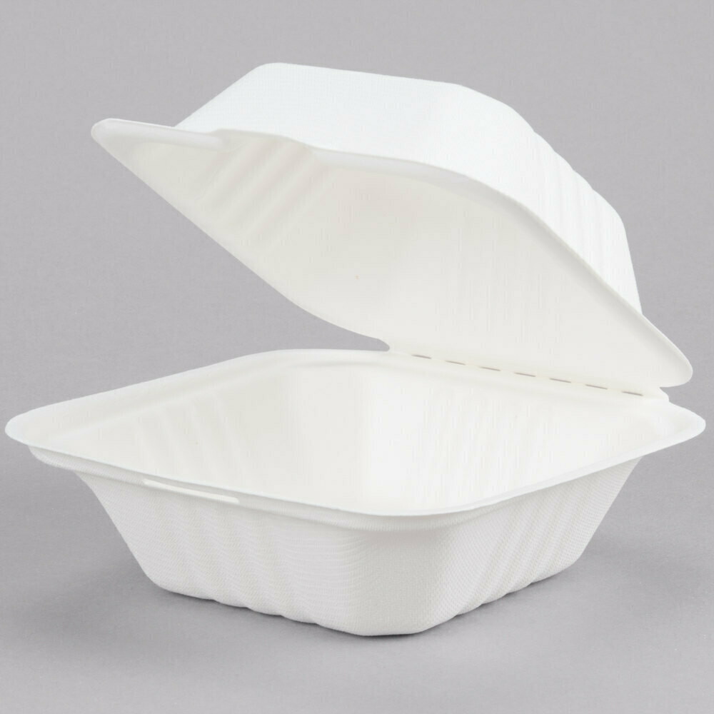 Box EcoChoice Biodegradable, Compostable Sugarcane / Bagasse 5&quot; x 5&quot; x 3&quot; Take-Out Container - 500/Case