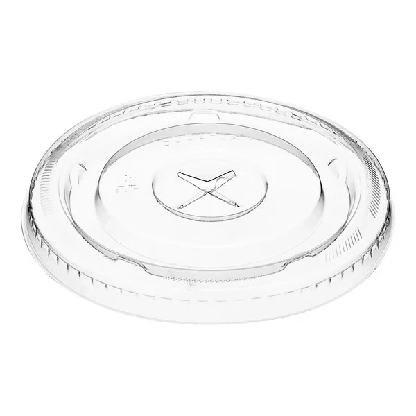 Lid 9, 12, 16, 20, and 24 oz. Clear Flat Lid with Straw Slot - 1000/Case