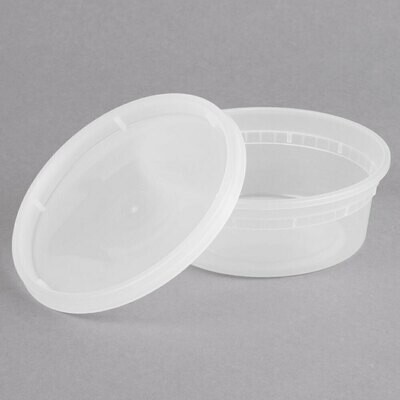 Container ChoiceHD 8 oz. Microwavable Translucent Plastic Deli Container and Lid Combo Pack - 240/Case