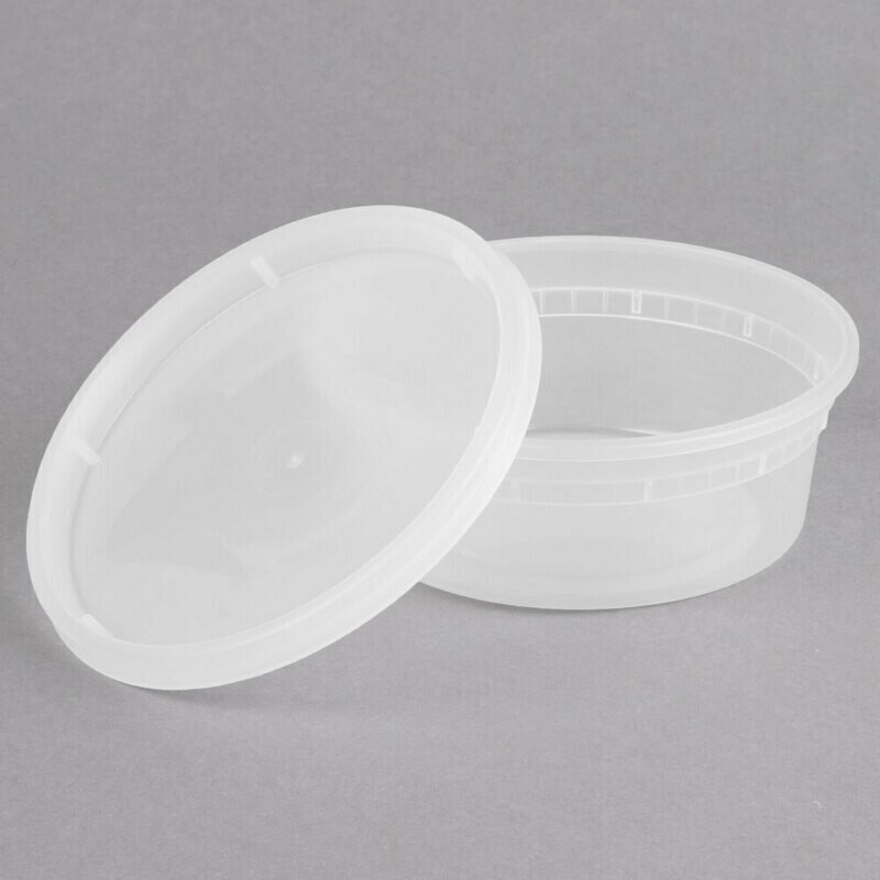Container ChoiceHD 8 oz. Microwavable Translucent Plastic Deli Container and Lid Combo Pack - 240/Case