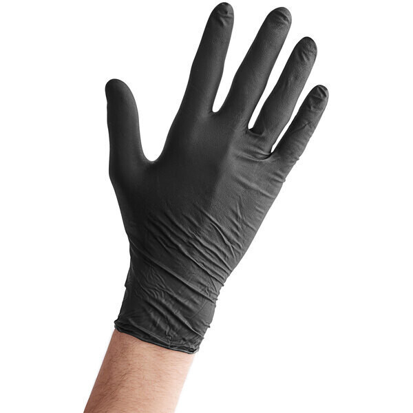 Glove Noble Products 3 Mil Thick Black Hybrid Powder-Free Gloves - Large