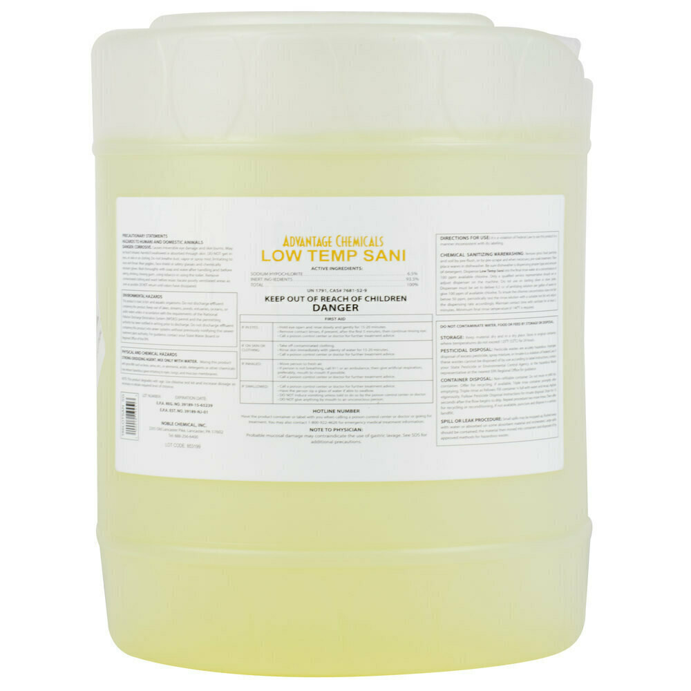 Dish Advantage Chemicals 5 gallon / 640 oz. Low Temperature Dish Washing Machine Sanitizer