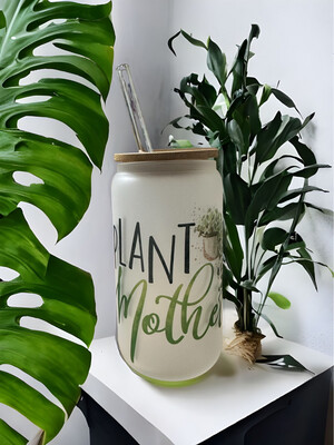 Plant Mother Frosted Glass Can
