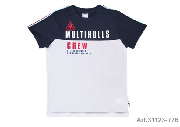 T-shirt blanc, marine en haut imprimé Multihulls