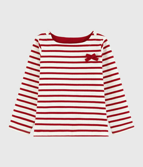 Marinière rayée rouge  avec noeud sur le côté Petit Bateau