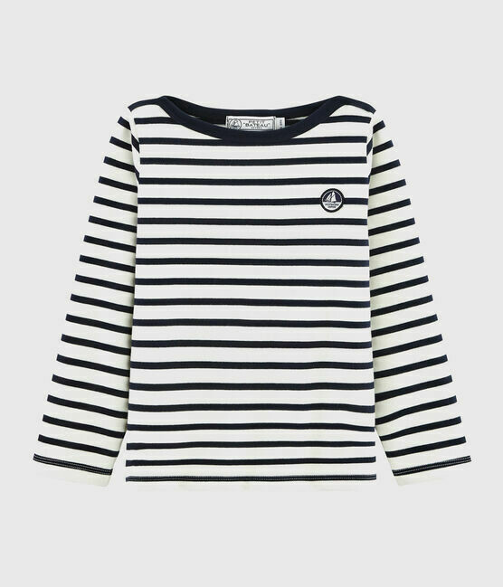 Marinière rayée bleu marine et blanc, Petit Bateau