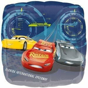 Ballon d'anniversaire métallique  en alu Cars, Flash Mac Quinn,  à gonfler soit avec de l'air ou de l'hélium