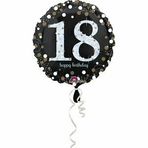 Ballon  alu 18 ans, Joyeux Anniversaire, à gonfler soit avec de l'air ou de l'hélium