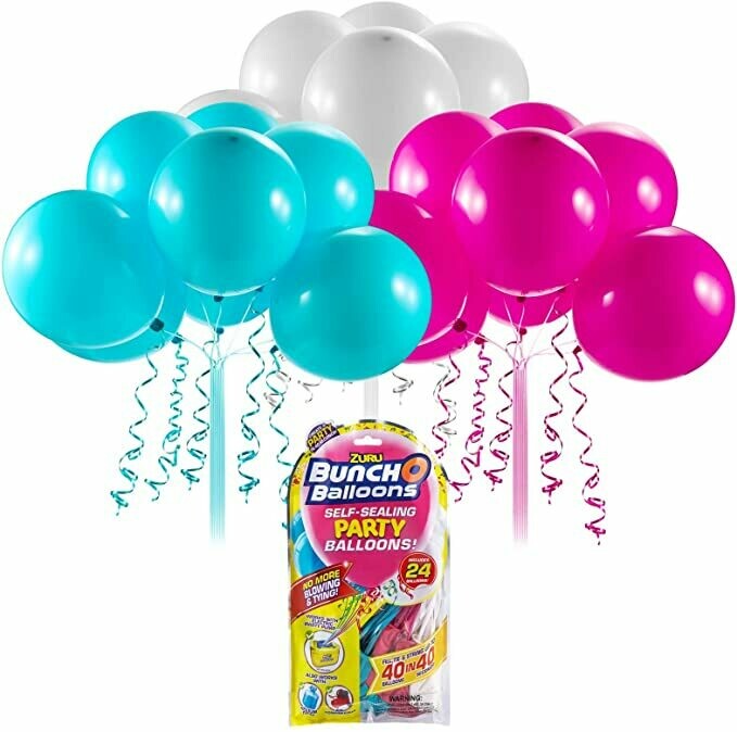 Buncho Balloons vert, rose et blanc. Recharge de 24 ballons