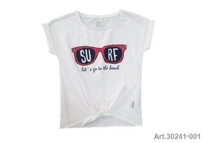 T-shirt blanc imprimé SURF let&#39;s go to the beach