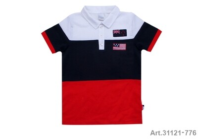 Polo manches courtes, marine, rouge et blanc Stummer