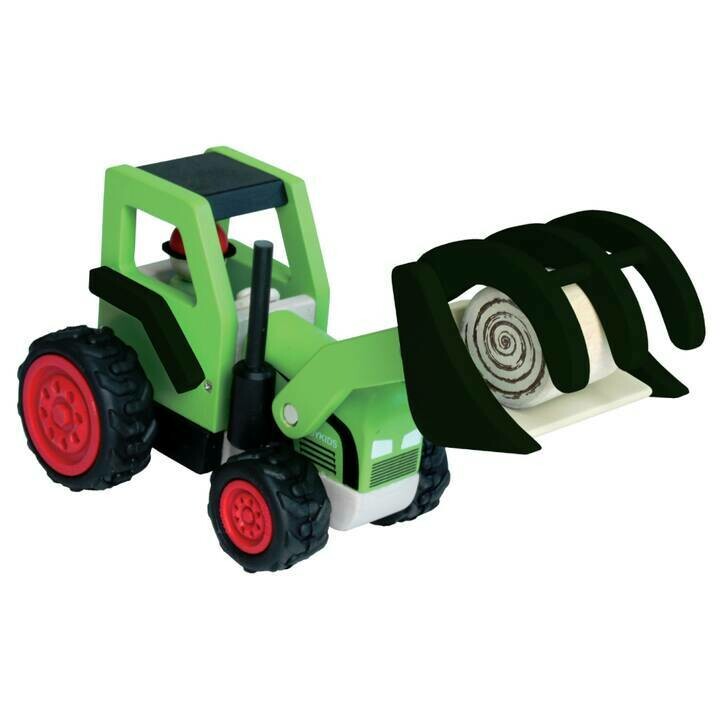 Spielba tracteur en bois avec chargeur pour balle de foin