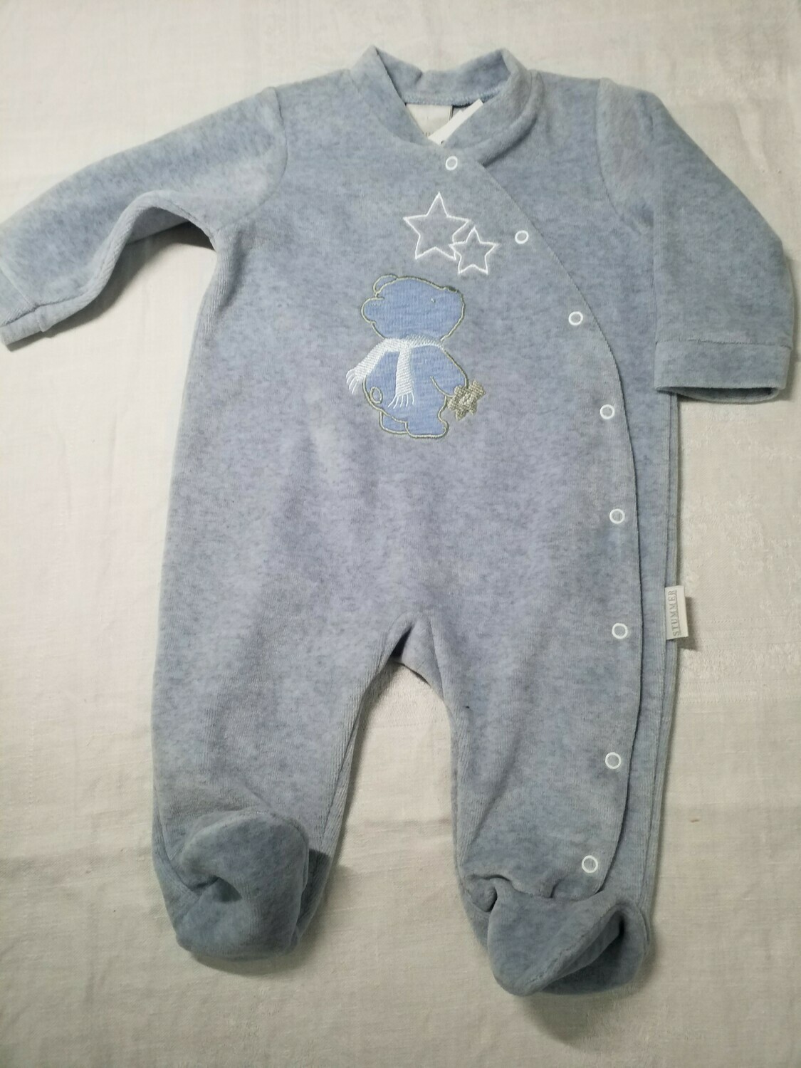 Pyjama velours bleu chiné imprimé petit ours Stummer
