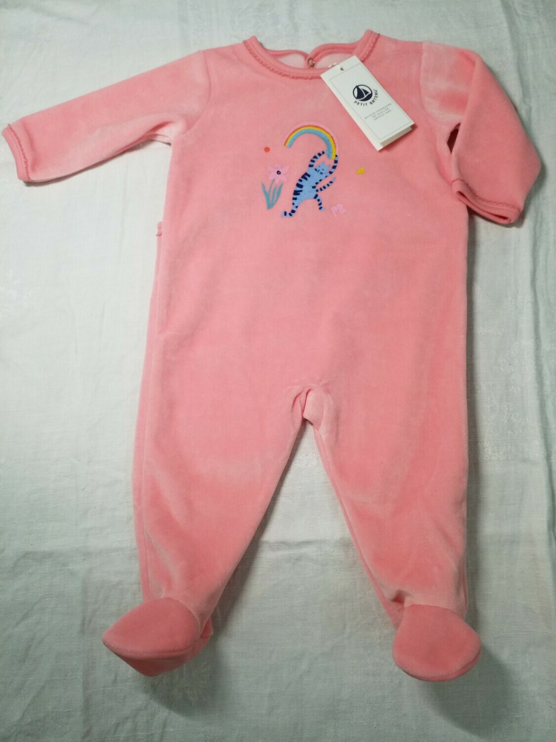 Pyjama velours rose imprimé chat dansant Petit Bateau