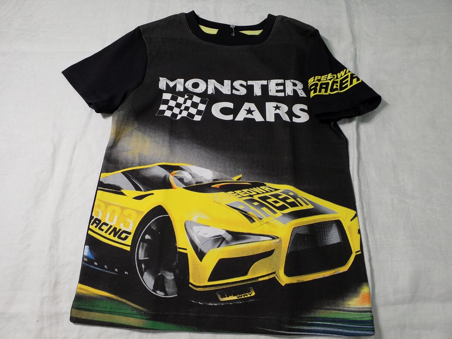 Tee shirt noir imprimé Monster Cars jaune Stummer