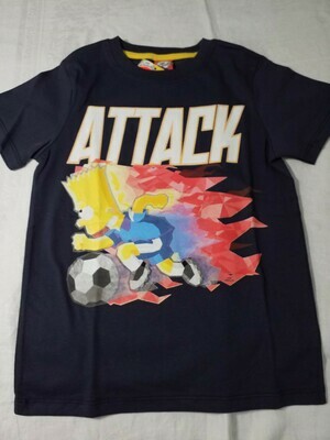 T-shirt marine Simpson avec ballon de foot Attack