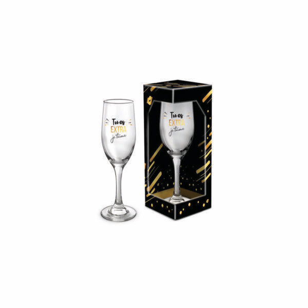 Flûte à champagne avec écriture " Tu es Extra Je t'aime"