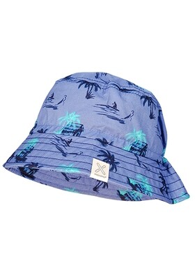 Chapeau bleu imprimé palmier surf