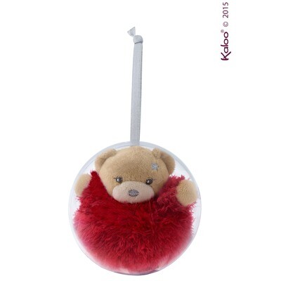 Ours rouge dans une boule de Noël à suspendre