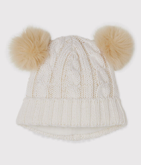Bonnet avec pompom écru Petit Bateau